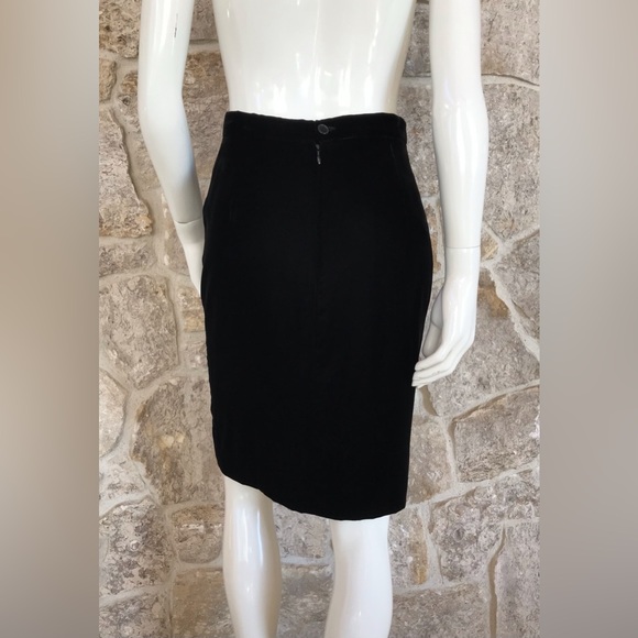 Vintage 1990s Calvin Klein Super Soft Black Velvet Skirt Suit Minimalist Classic - Picture 9 of 16